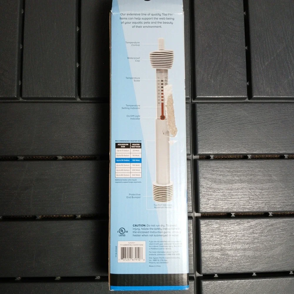 NEW Top Fin H100 Submersible Aquarium Heater 100 Watts Ideal 10-30 Gallon TankZA